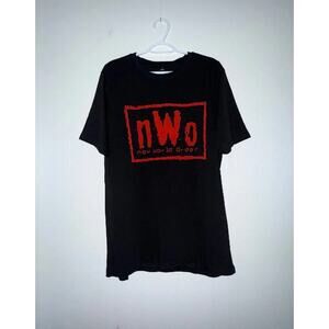 WWE WCW nWo New World Order Wrestling T-Shirt Black Red Logo Size Large New